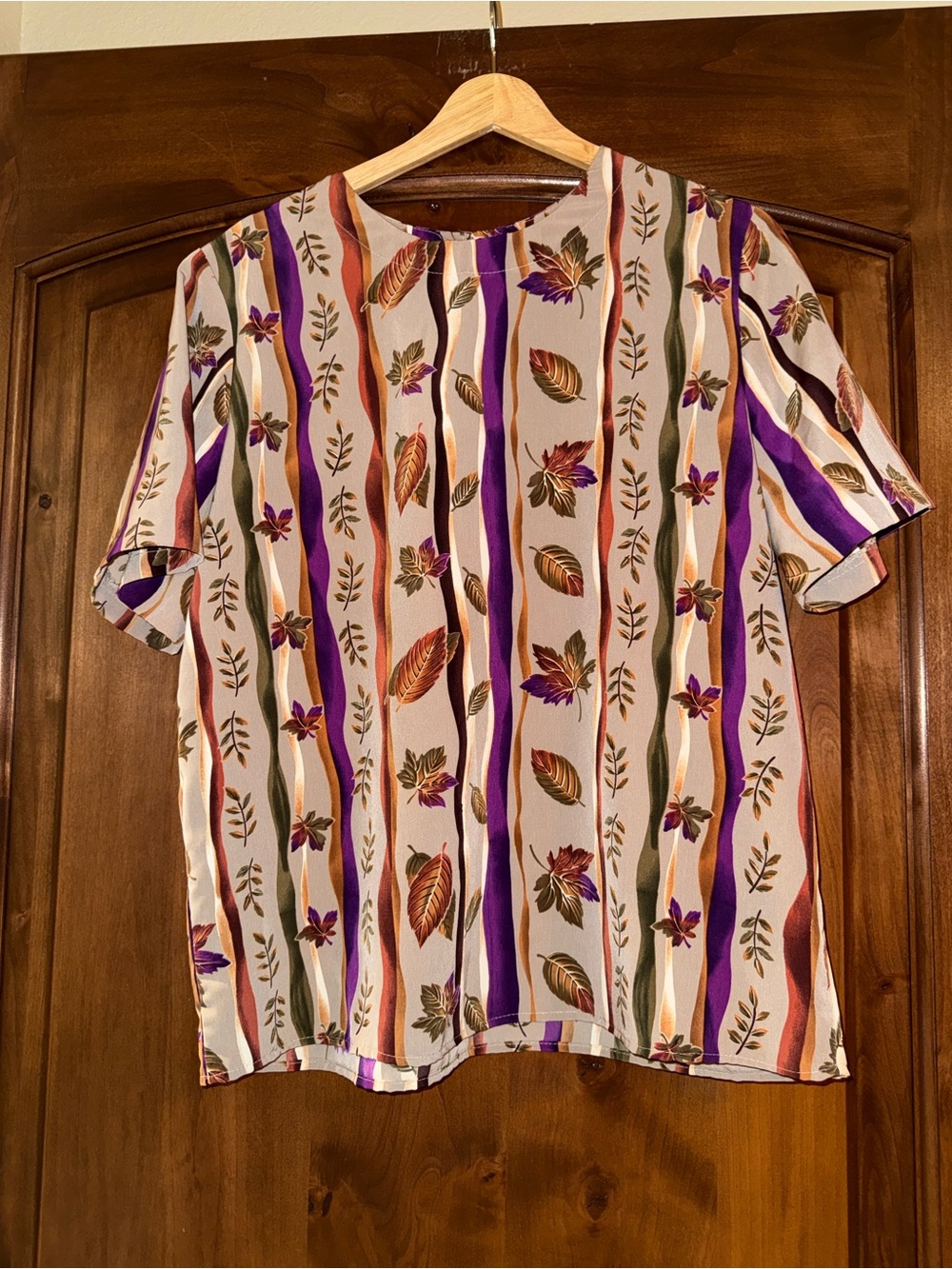 Women's Cream Floral Stripe Short-Sleeve Top